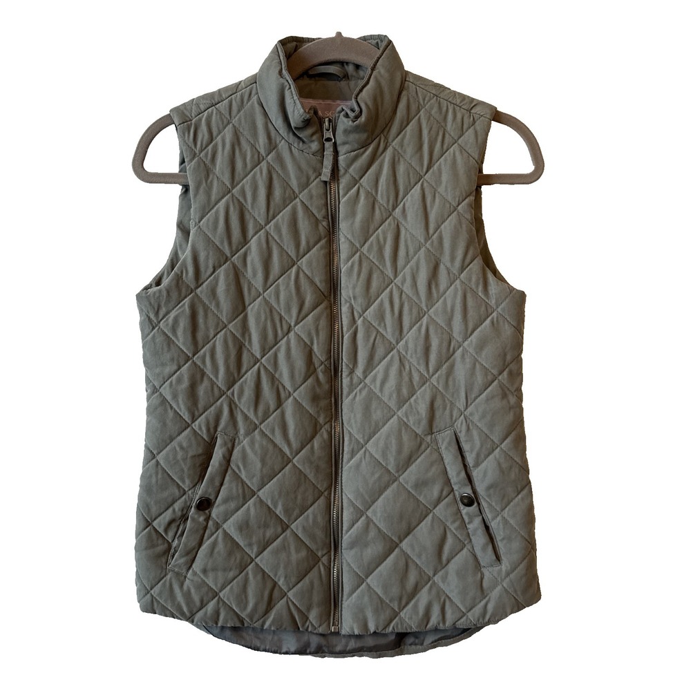 Laura Scott Gray Quilted Full Zip Mock Neck Vest S Countryside Riding Gorpcore